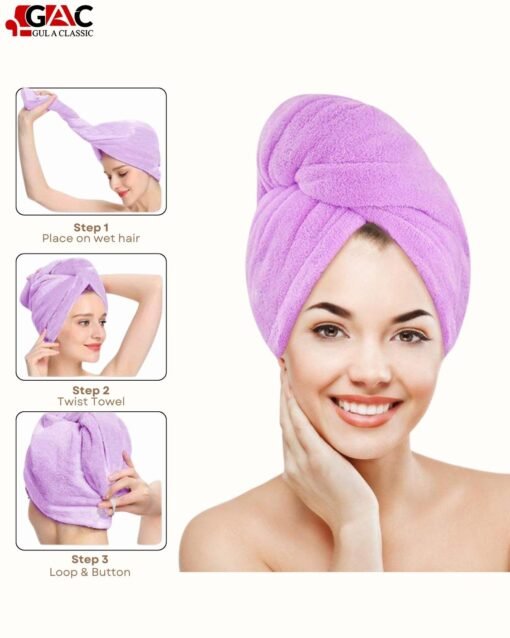 Cap Towel for quick hair drying and after shower use for women and girls turben towel gulaclassic 00021