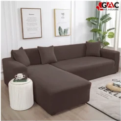 L Shape sofa covers for living room sofa in brown color