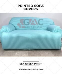 printed sofa covers for 5 seater in sea green color