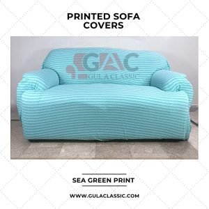 printed sofa covers for 5 seater in sea green color