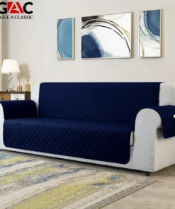 Quilted Sofa Cover in Navy Blue color