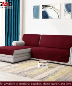 Gul A Classic L-Shape Quilted Sofa Cover with Side Pocket - Water-Resistant and Organizing Solution (2) maroon