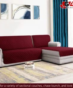 Gul A Classic L-Shape Quilted Sofa Cover with Side Pocket - Water-Resistant and Organizing Solution (3) maroon