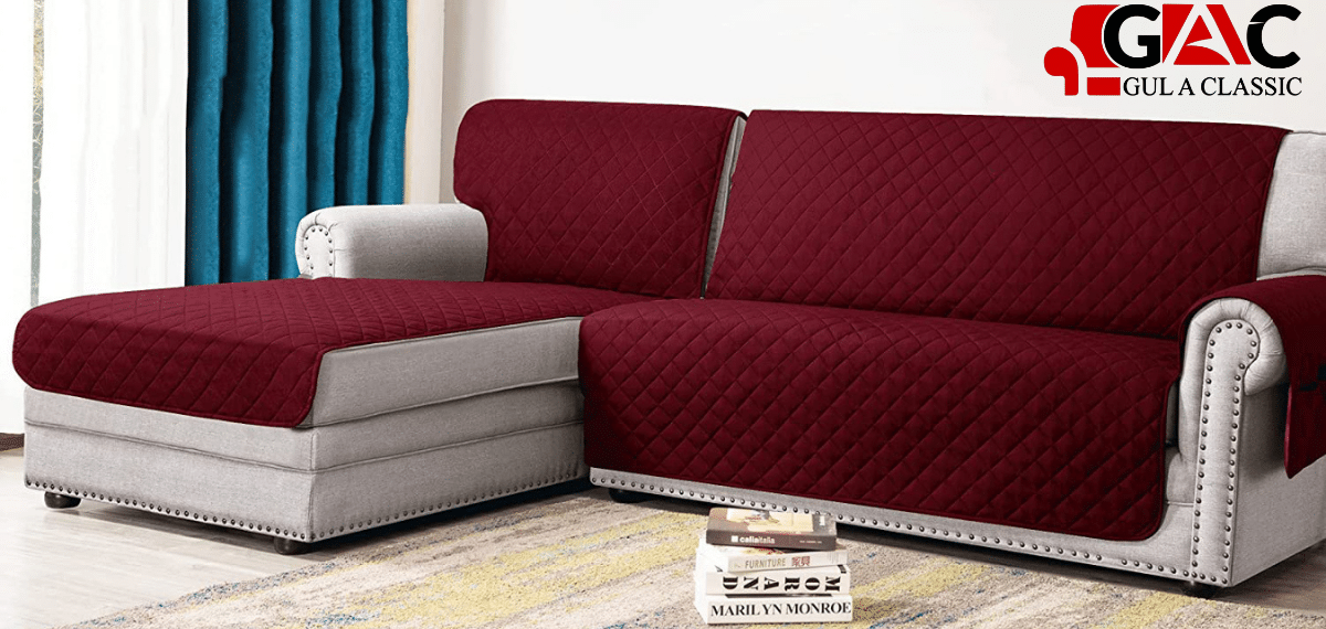 Gul A Classic L-Shape Quilted Sofa Cover with Side Pocket – Water-Resistant and Organizing Solution description images (1)