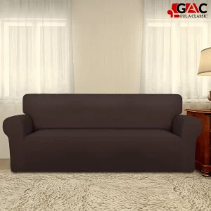 jersey sofa covers for living room in dark brown color stretchable cotton jersey fabric