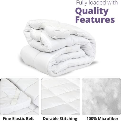 waterproof mattress topper thick and comfortable, elastic straps durable stitching