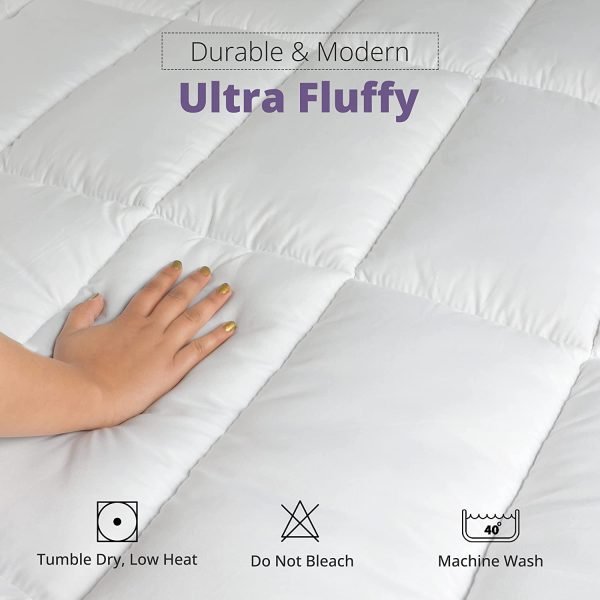 Waterproof Mattress Topper Elastic Straps Knit that Fits Gul A Classic Soft and Comfortable White fluffy and soft and comfortable machine washable
