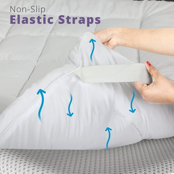 Waterproof Mattress Topper Elastic Straps Knit that Fits Gul A Classic Soft and Comfortable White elastic straps
