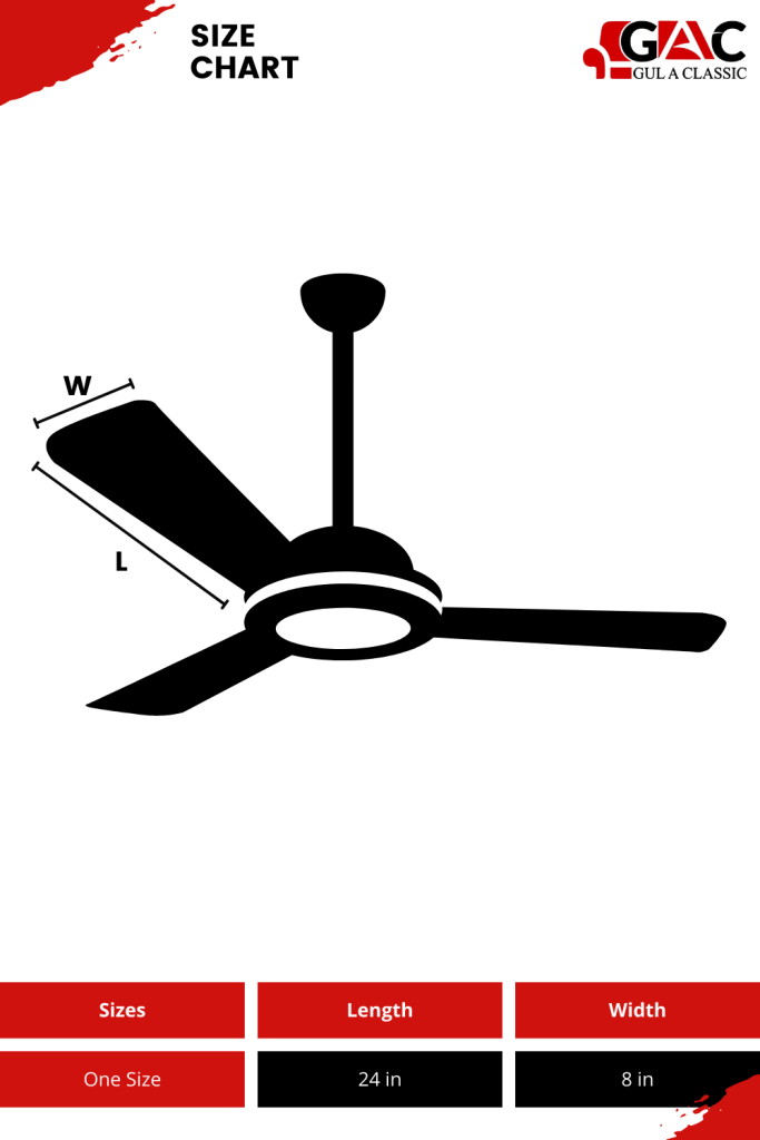 size chart for ceiling fan