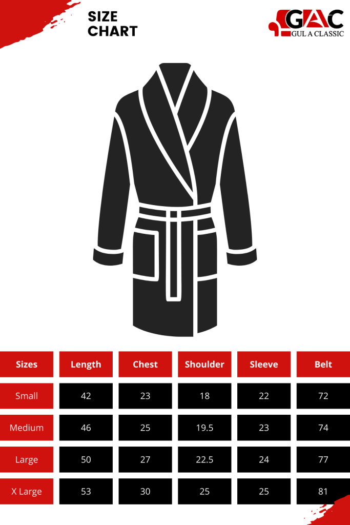 size chart for universal bath robe for men and women terry cotton bath gown