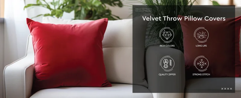 Gul A Classic plain velvet cushion cover with zipper for sofa and bedroom décor