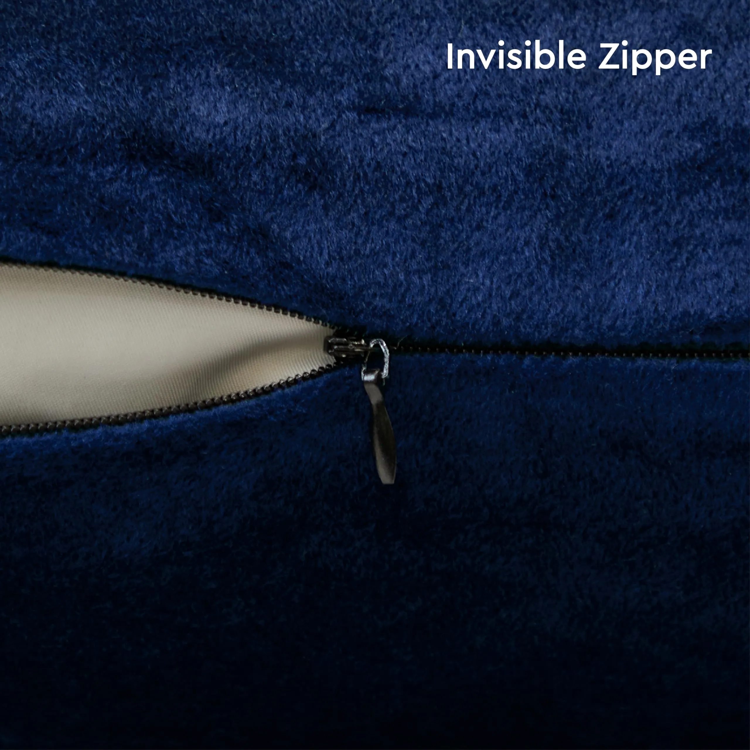 Gul A Classic plain velvet cushion cover with zipper in navy blue color for sofa and bedroom décor