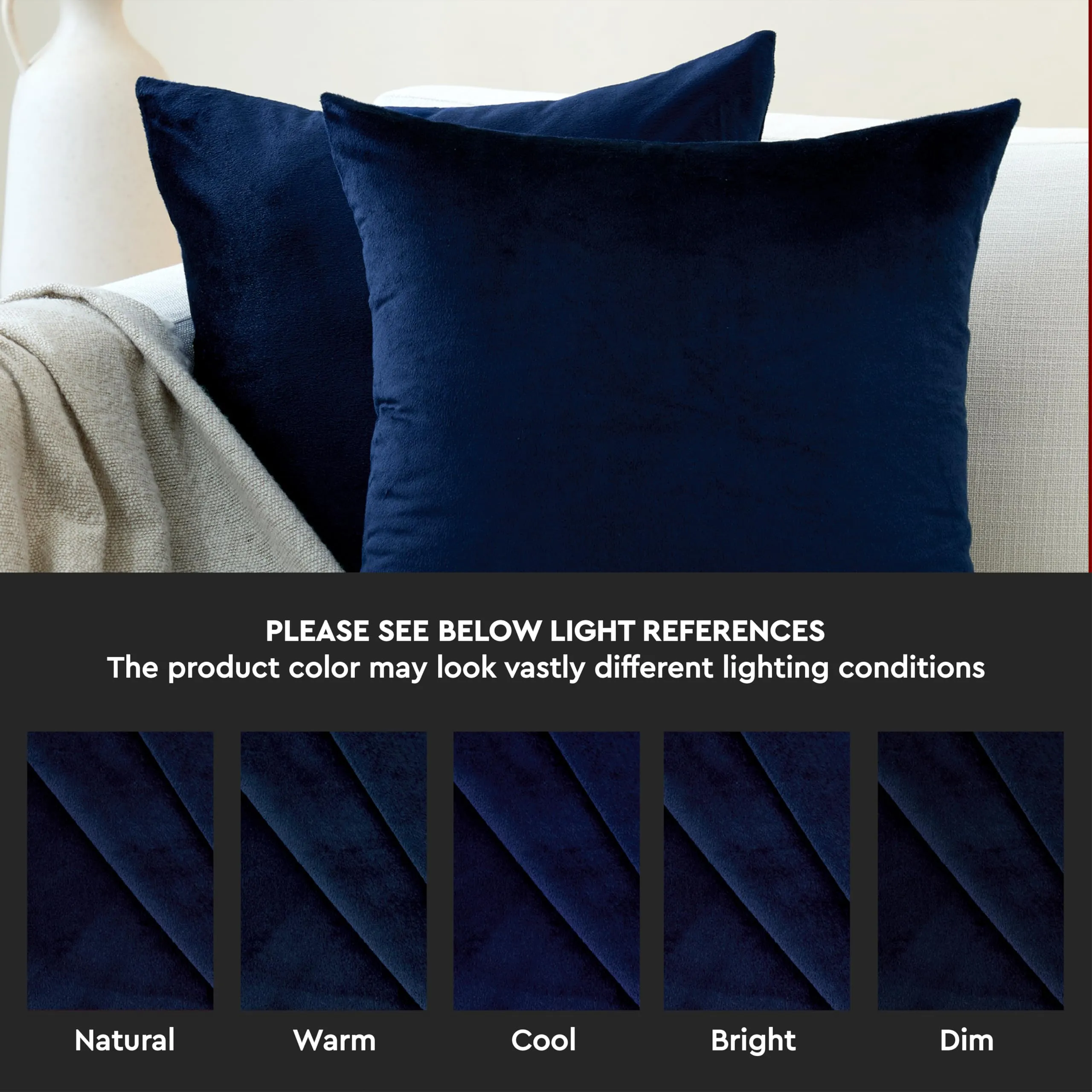 Gul A Classic plain velvet cushion cover with zipper in navy blue color for sofa and bedroom décor