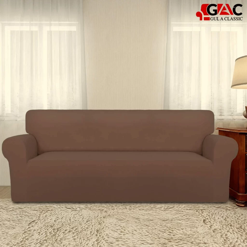 jersey sofa covers for living room in chocolate color stretchable cotton jersey fabric