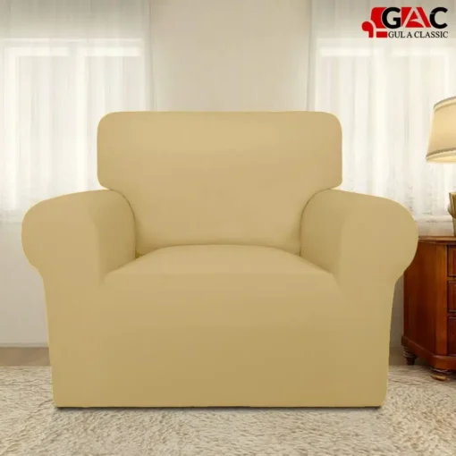 jersey sofa covers for living room in Camel Beige color stretchable cotton jersey fabric