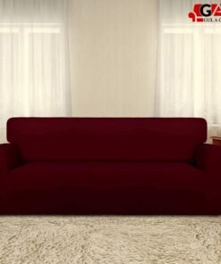 Jersey sofa cover for living room sofa to protect from dust and dirt in maroon color