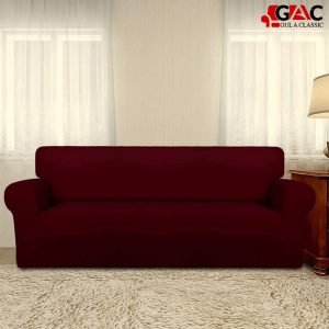 Jersey sofa cover for living room sofa to protect from dust and dirt in maroon color