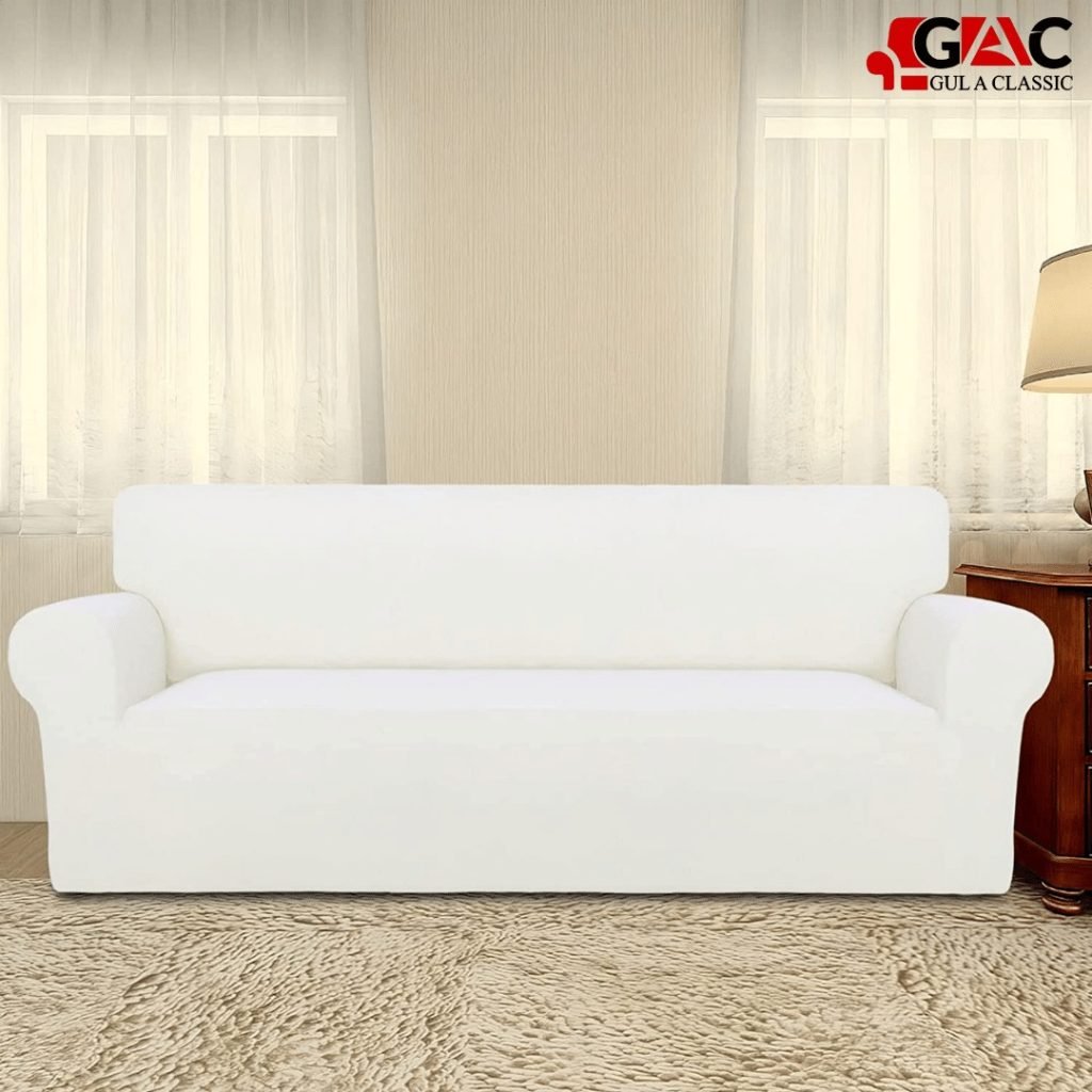 jersey sofa covers for living room in cotton jersey fabric in white color