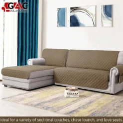 Gul A Classic L-Shape Quilted Sofa Cover with Side Pocket - Water-Resistant and Organizing Solution (1) chocolate