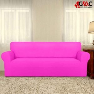 jersey sofa covers for living room in pink color stretchable cotton jersey fabric