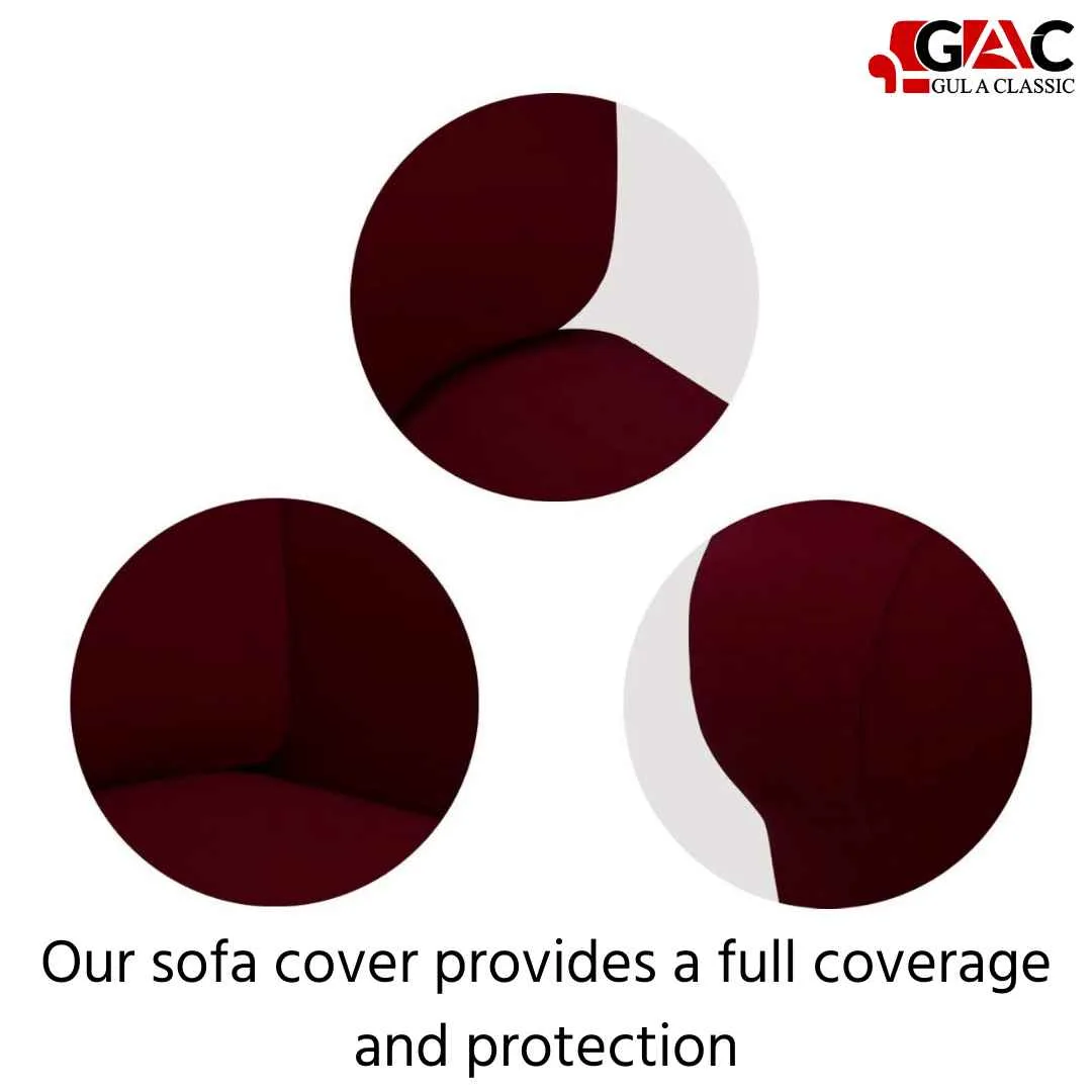 Alternative view of L Shape Sofa Covers - 7 Seater With Corner Set - 3 Pieces - Maroon