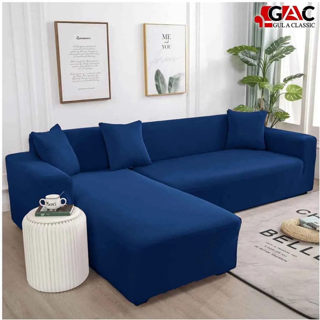 L Shape Sofa Covers for living room sofa in Navy Blue color