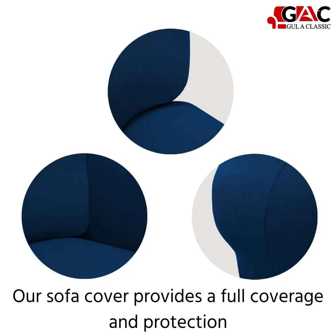 Alternative view of L Shape Sofa Covers - 5 Seater - 2 Pieces - Navy Blue