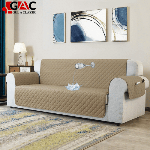 Waterproof Quilted sofa covers for sofa protection in Beige color