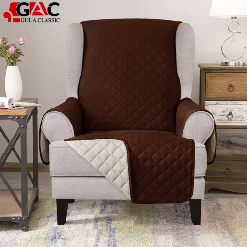 wing back chair cover for living room Brown color