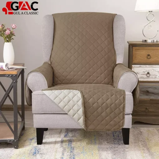 wing back chair cover for living room Chocolate - Light brown color