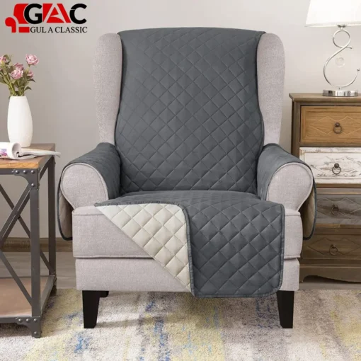 wing back chair cover for living room Grey color