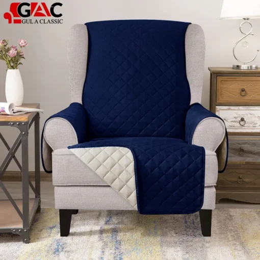 wing back chair cover for living room Navy Blue color