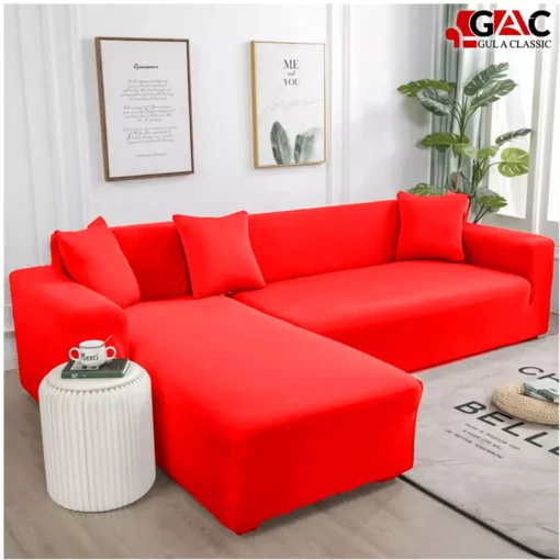 L shape sofa covers for living room sofa in red color