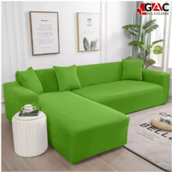 l shape sofa covers for living room sofa in parrot green color