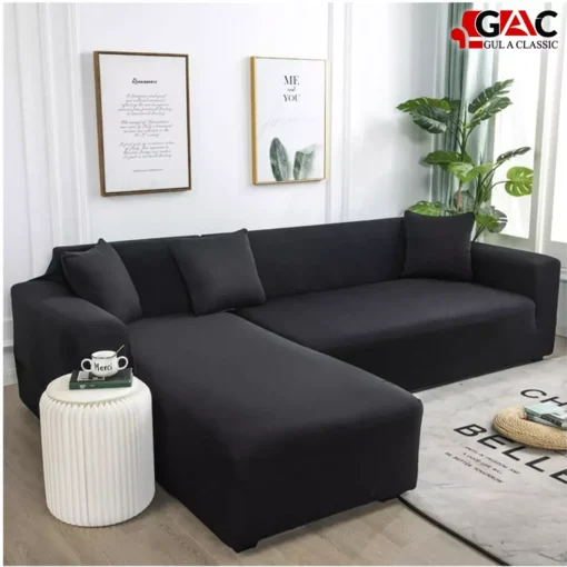 l shape sofa covers for living room sofa in black color