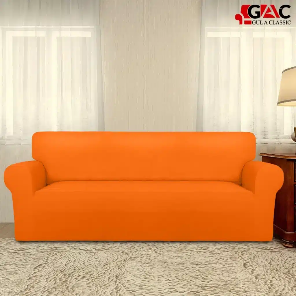 jersey sofa covers for living room in orange color stretchable cotton jersey fabric