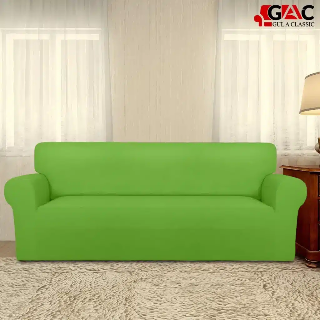 jersey sofa covers for living room in parrot green color stretchable cotton jersey fabric