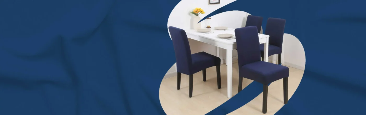 "Elegant dining chair cover in a classic design, offering both protection and style."