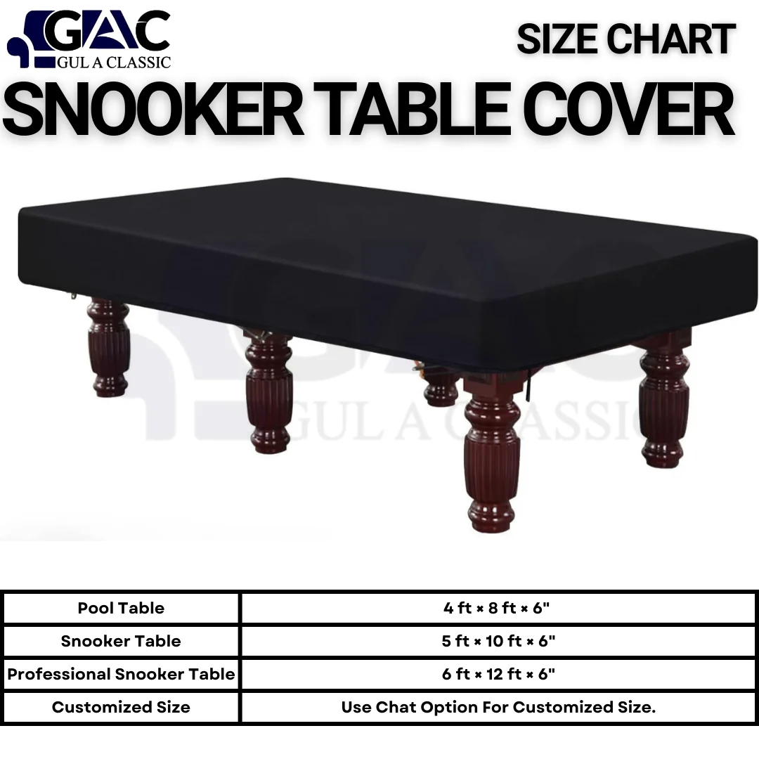 snooker table cover size chart 4x8 5x10 6x12