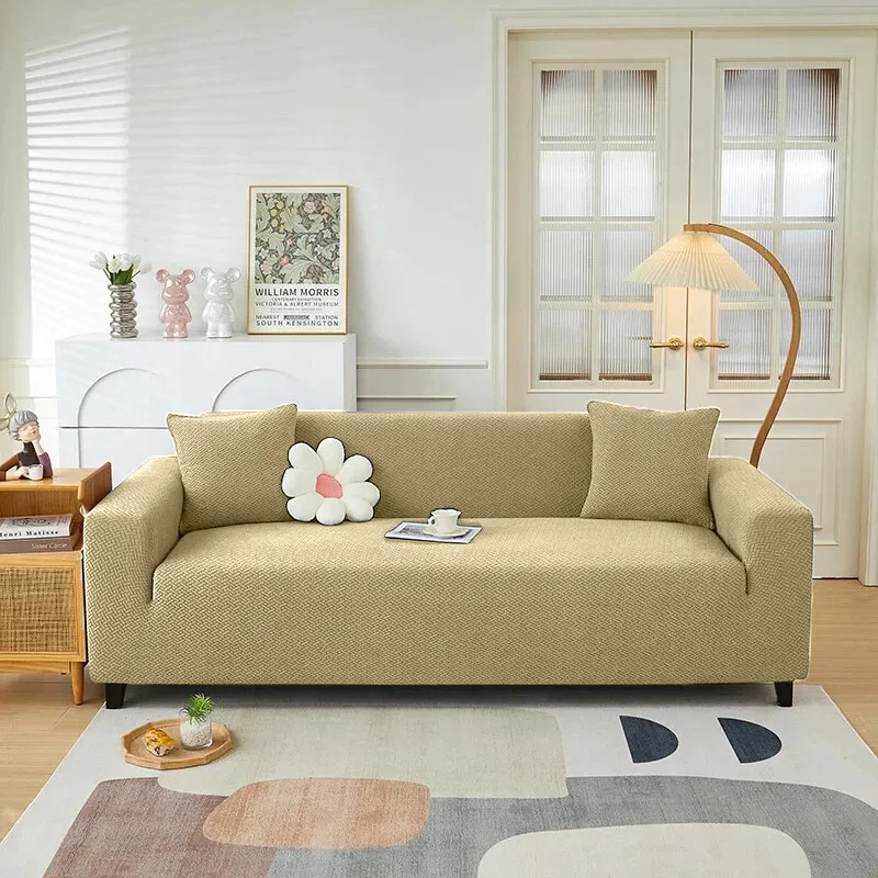 Camel Jacquard Sofa Cover Living Room