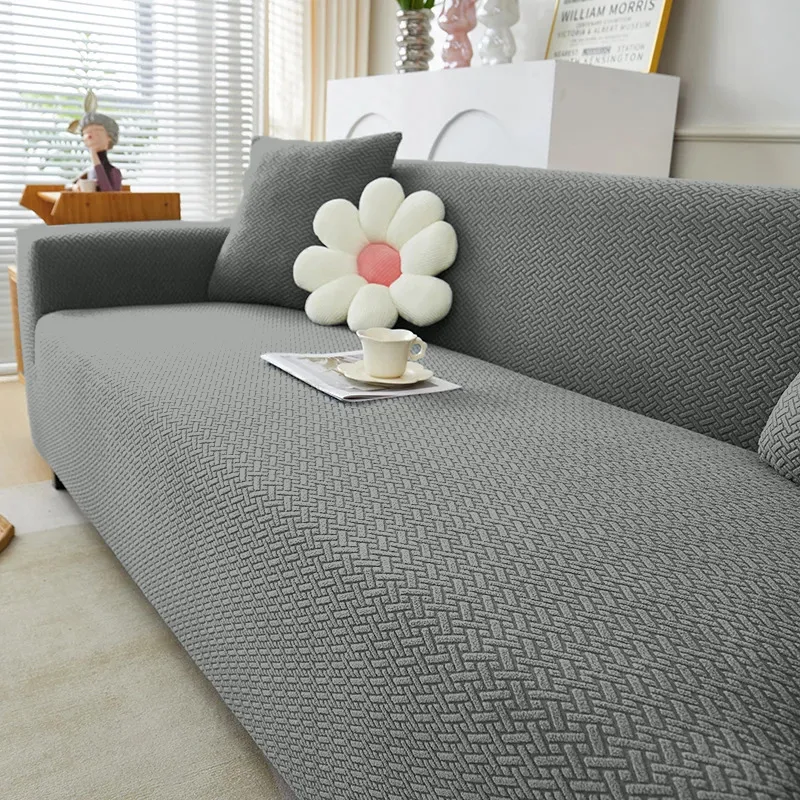 Premium Grey Jacquard Sofa Cover Stretchable