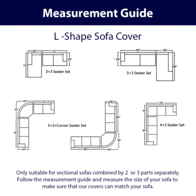Measurement Guide for L-Shape Jacquard Sofa Cover 3+3 and Corner Sets