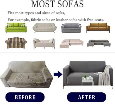 Before and After look with L-Shape Jacquard Sofa Cover