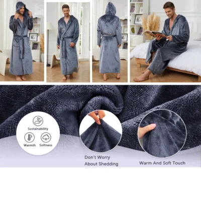 Velour Fleece Bathrobe showing soft velour exterior and cozy fleece lining for warmth