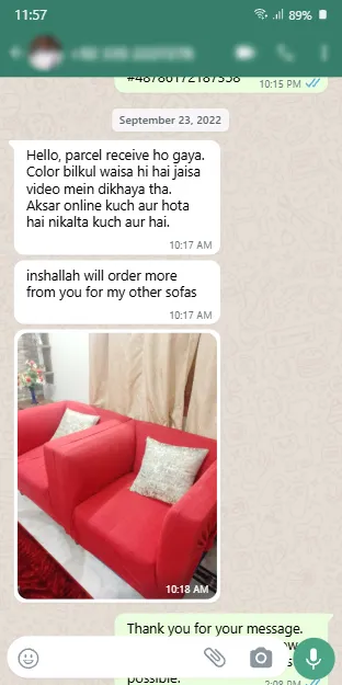 L-shape grey sofa cover material and quality appreciation.