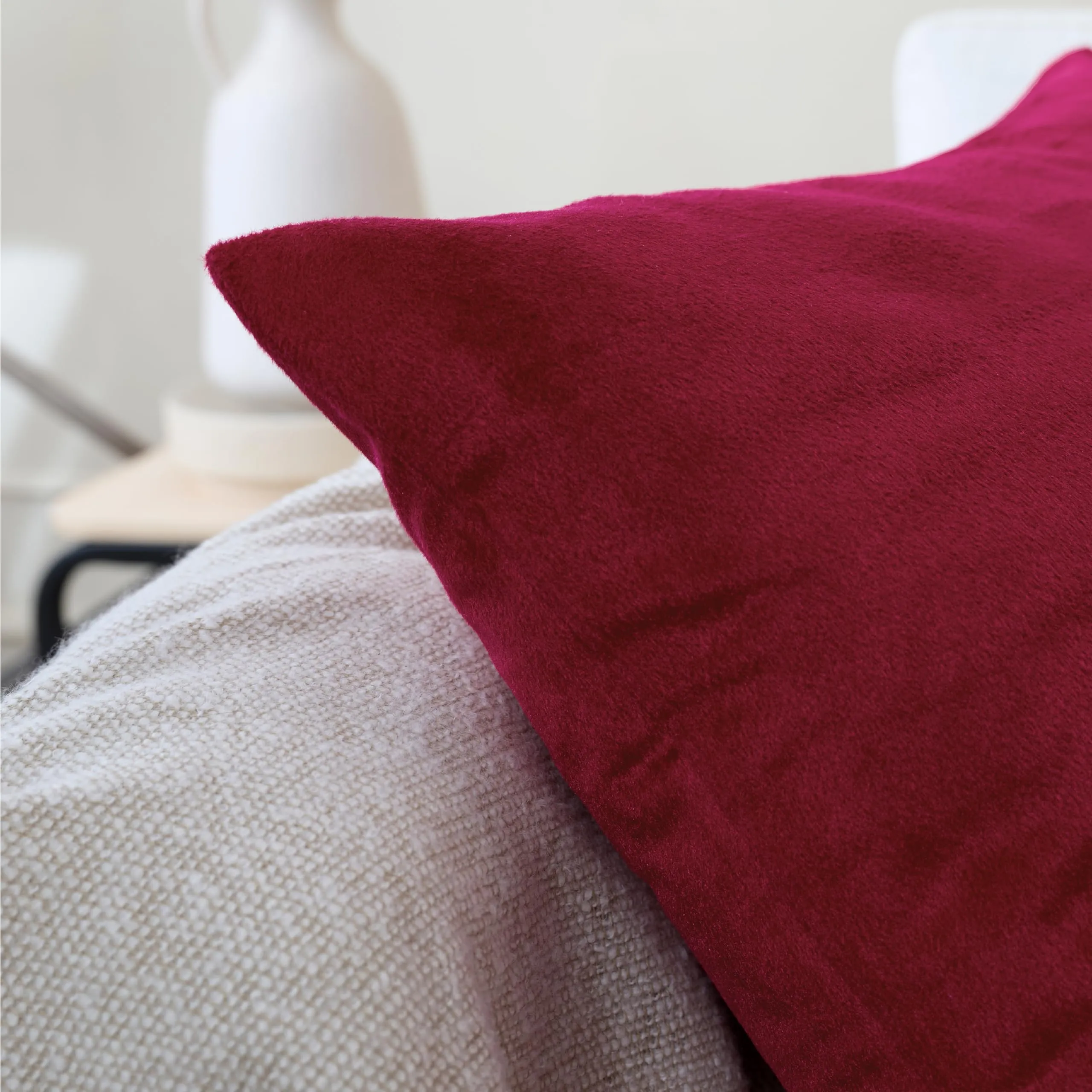 Alternative view of Plain Velvet Cushion Covers with Zipper - Maroon - Decorative Pillow Covers | Gul A Classic