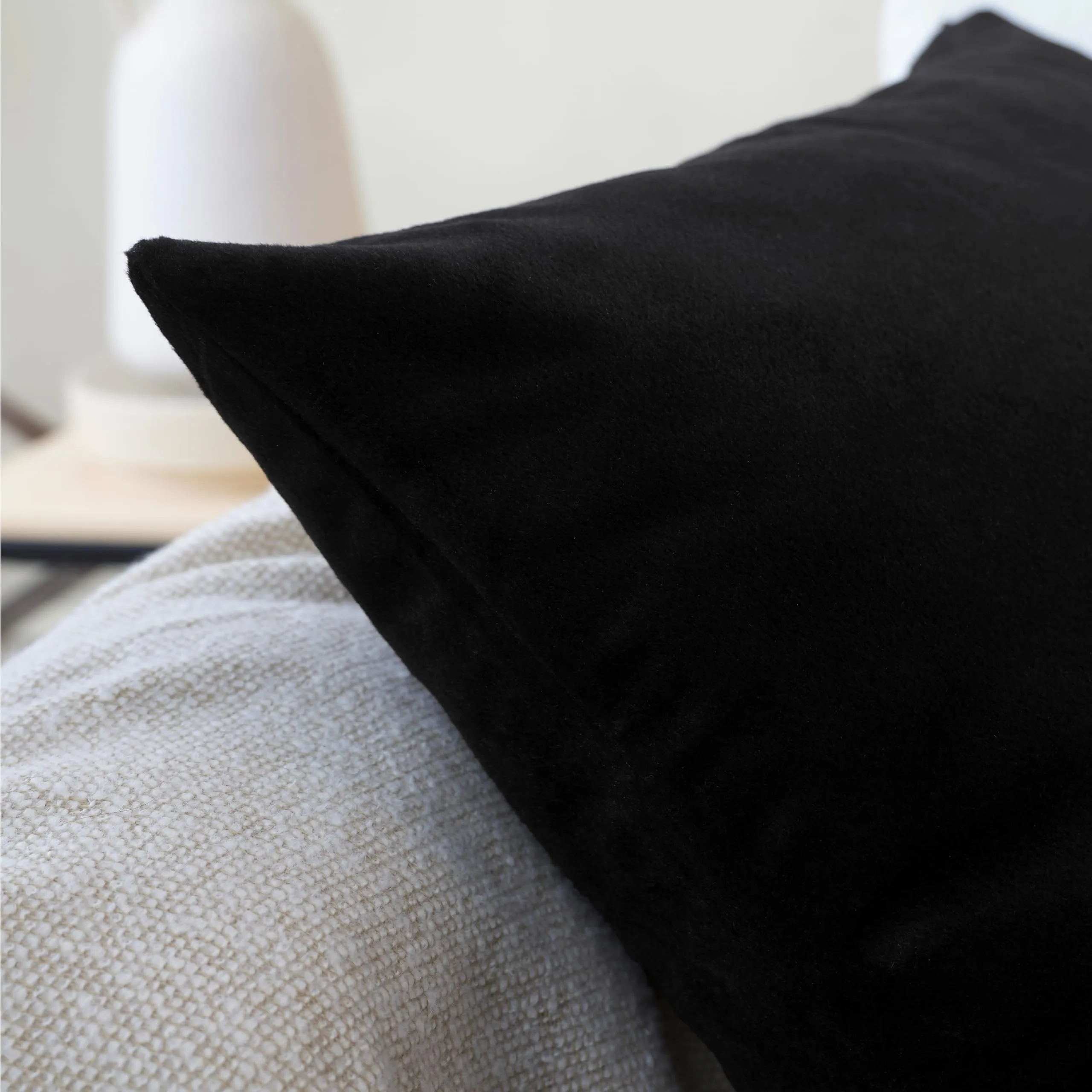 Alternative view of Plain Velvet Cushion Covers with Zipper - Black - Decorative Pillow Covers | Gul A Classic