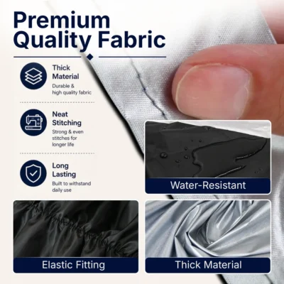 Close-up details of Gul A Classic premium quality waterproof parachute fabric showing neat stitching and elastic fitting.